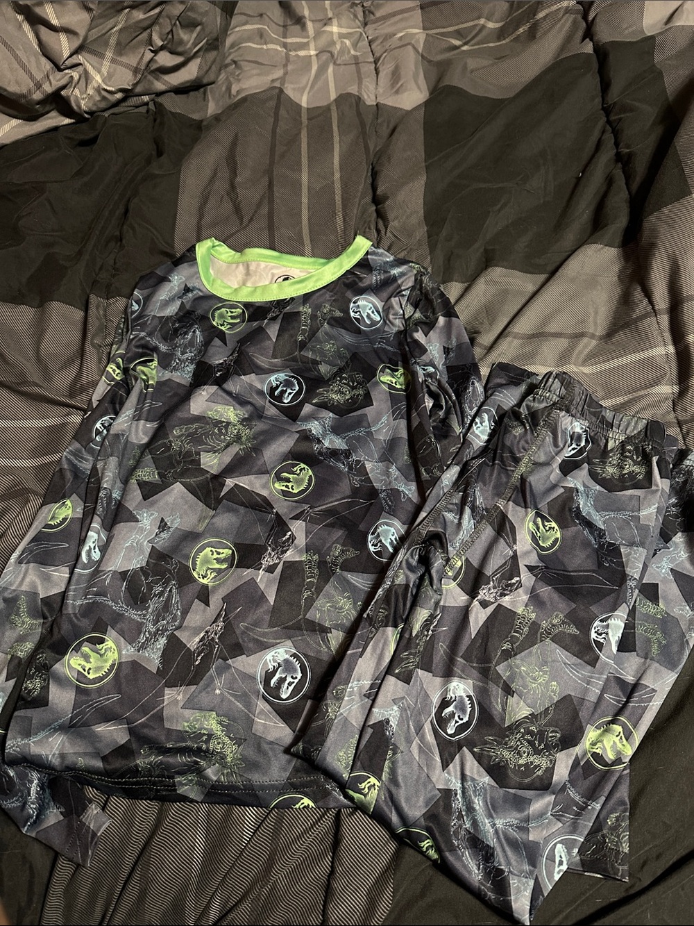 Kids Dinosaur Pajama Set - Green Accent